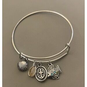 Charm Bracelet Adjustable Bracelet 4 Charms 5 To 7 In. Anchor Shell‎ Fish
